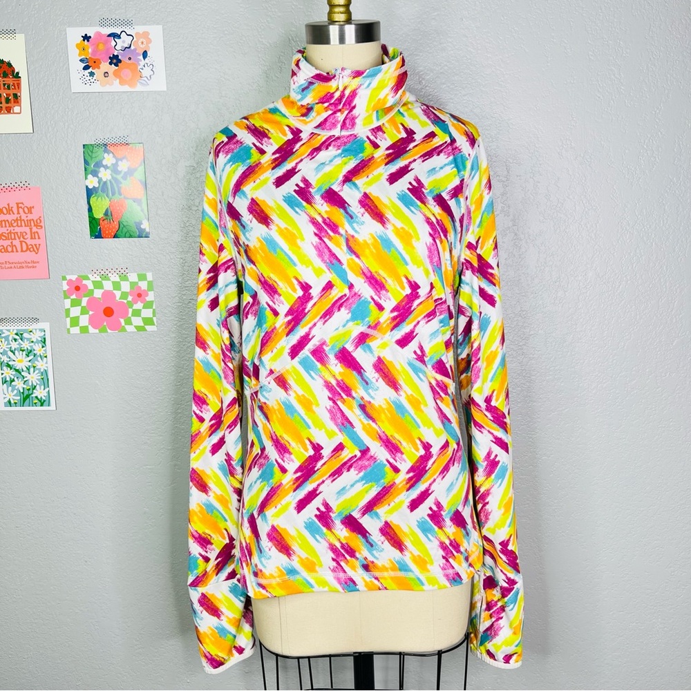 Nils Base Layer Pullover Womens Size medium colorful Ski Snow 1/4 Zip